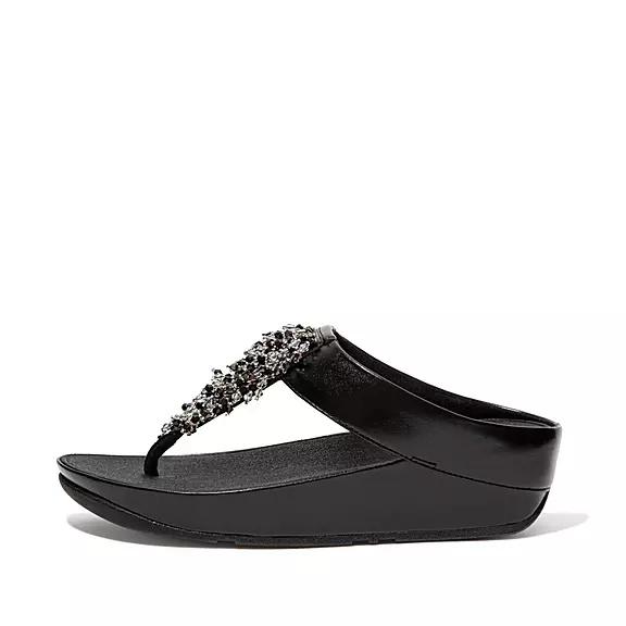 Sandales Entre-Doigts Femme Fitflop Rumba Beaded Noir (QXJ948160)